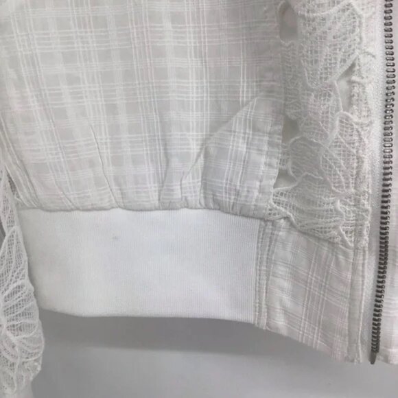 New Jason Wu Bomber Jacket White Lace Cutout Sheer Sleeves Womens XS - Picture 7 of 12